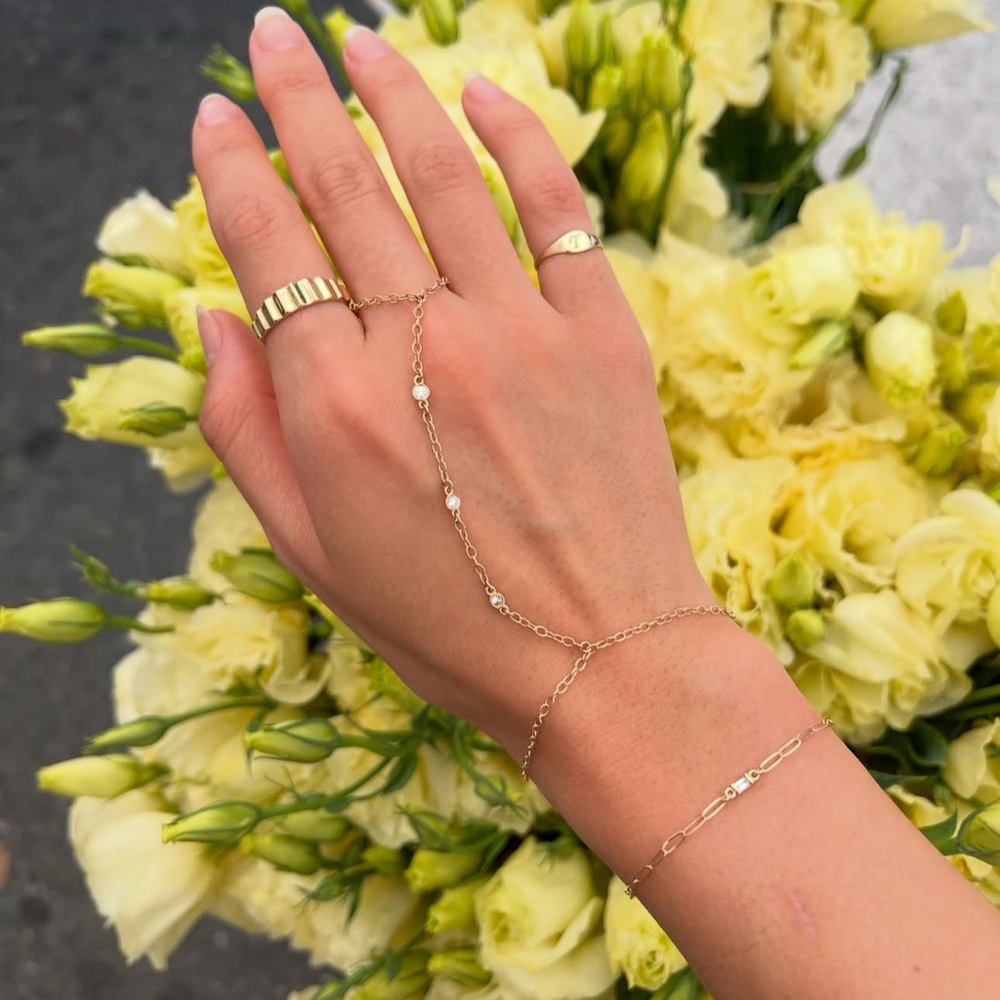 14k Gold Diamond Hand Chain
